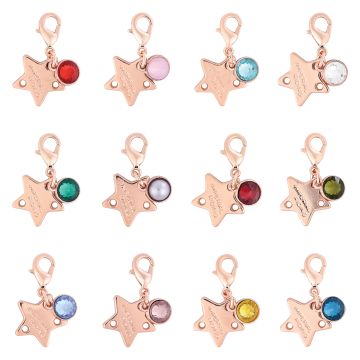 Bridle Charms IRH-Birthstone rosegold, set of 12 pcs - - Roségold